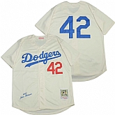 Dodgers 42 Jackie Robinson Cream 1955 Cooperstown Collection Jersey,baseball caps,new era cap wholesale,wholesale hats